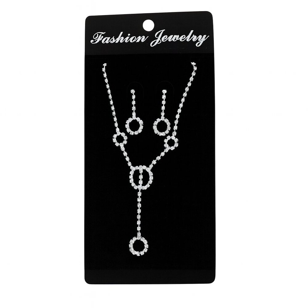 NEW - Round Crystal Rhinestone Necklace & Earring Set
